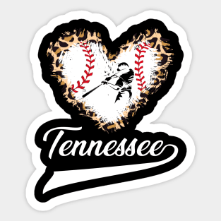 Tennessee Souvenir Baseball Leopard Heart I Love Tennessee Sticker